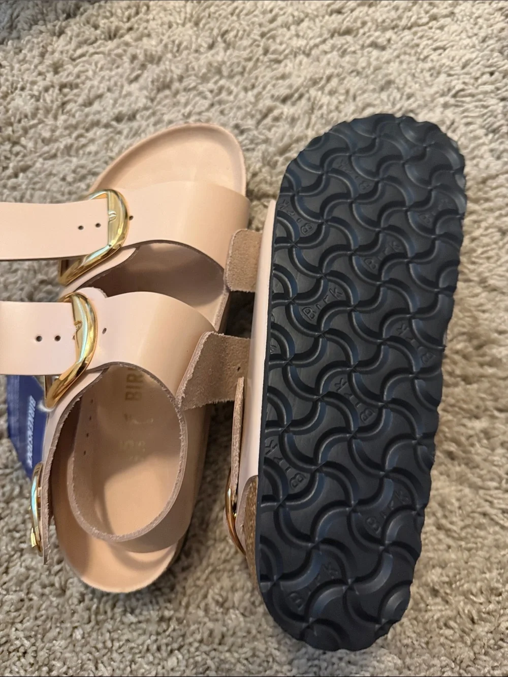 Birkenstock Kids Milano Big Buckle Sandals in Beige